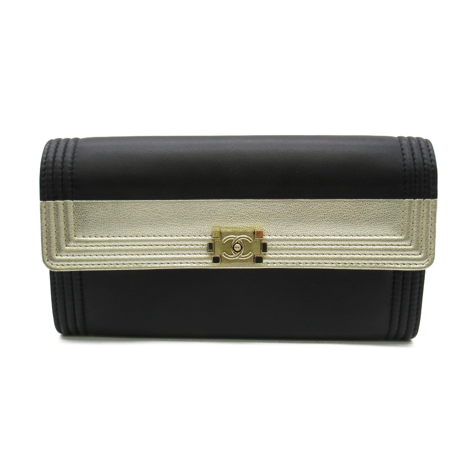 Chanel Double Fable Wallet Double Foldable Wallet   Black Box