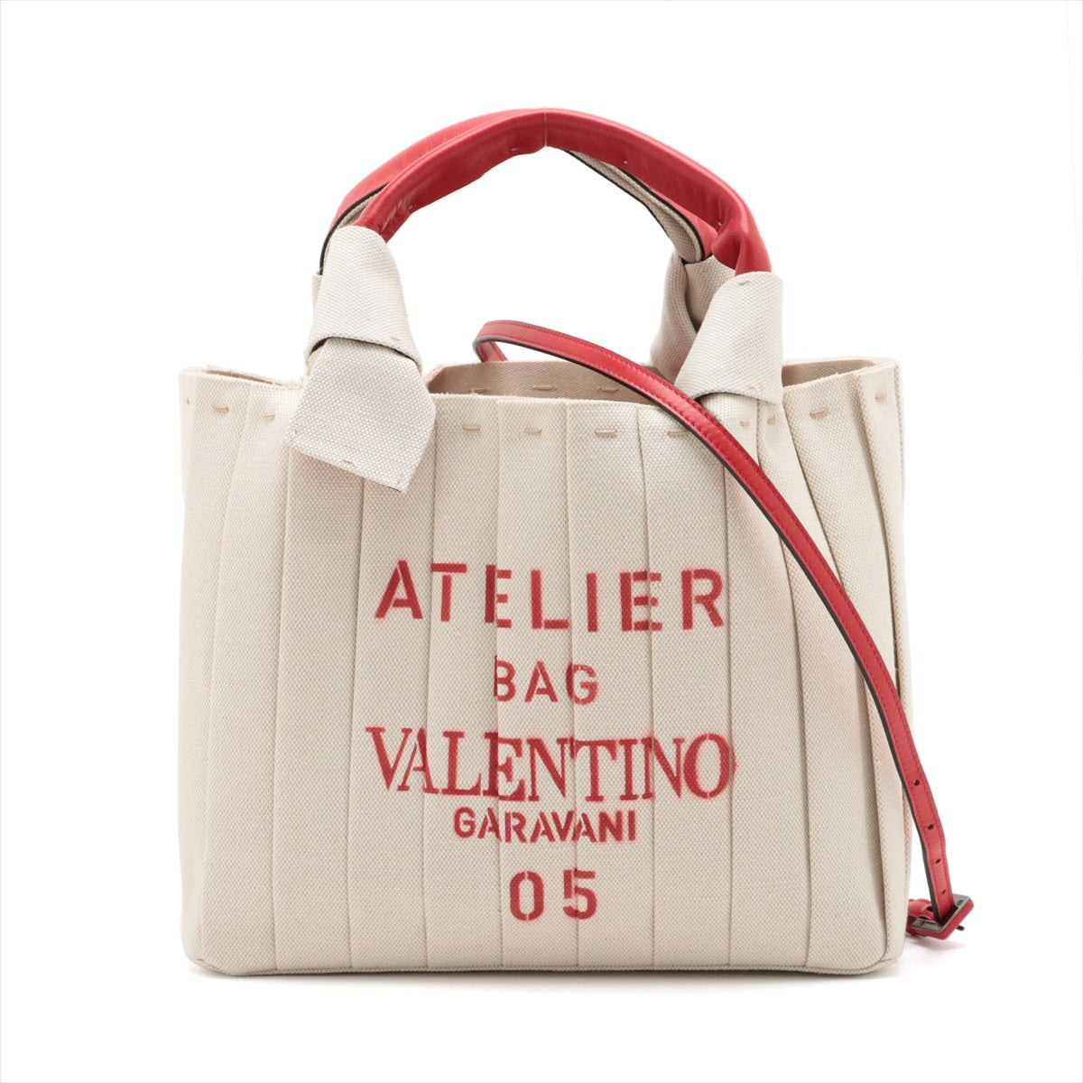 Valentino atelier canvas x leather 2WAY handbags Red Dove