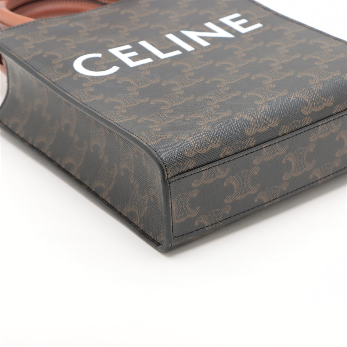 Celine Mini-VertiCarbon PVC 皮革 2WAY 手提包 棕色伯爵