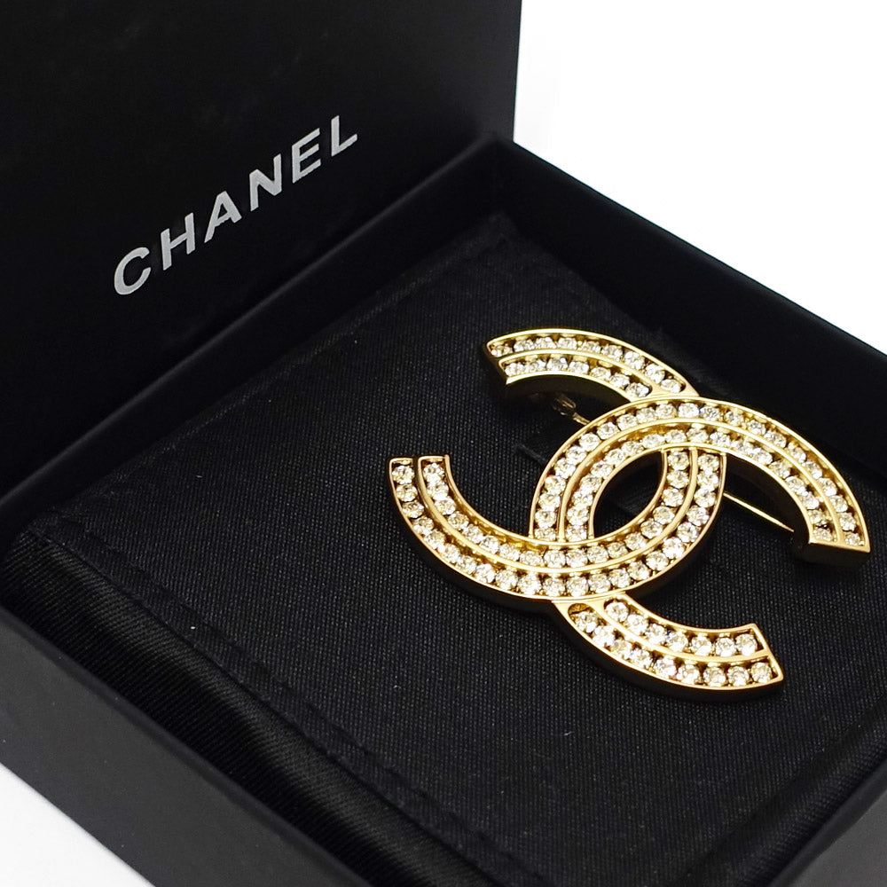 Chanel Brooch Coco Rhinestone A21C G Gold Accessoires Mini GP