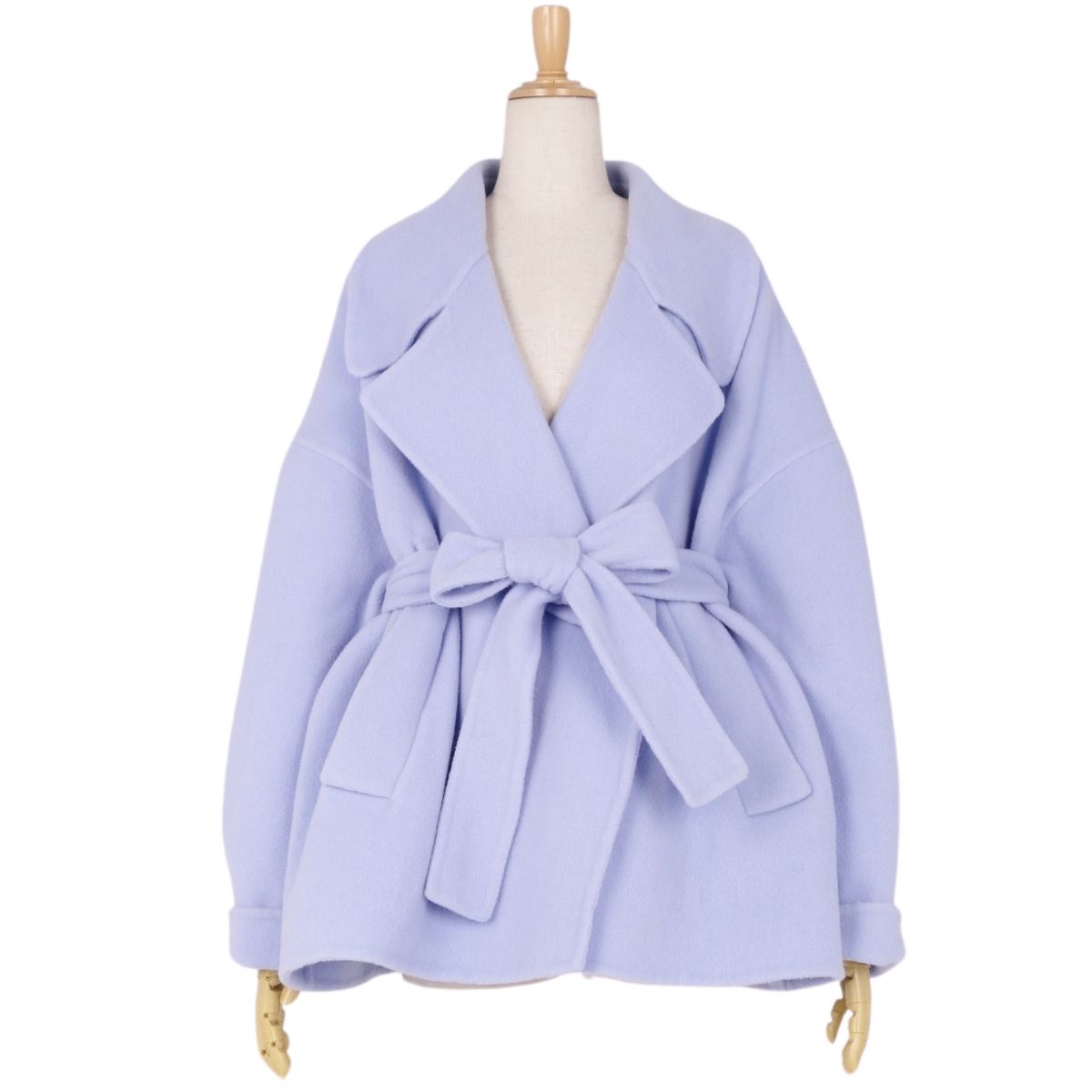 Numeroventuno N°21 Short Coat Buttonless Double-Face Wool Landless   38 (S equivalent) Light Blue  FODMEST