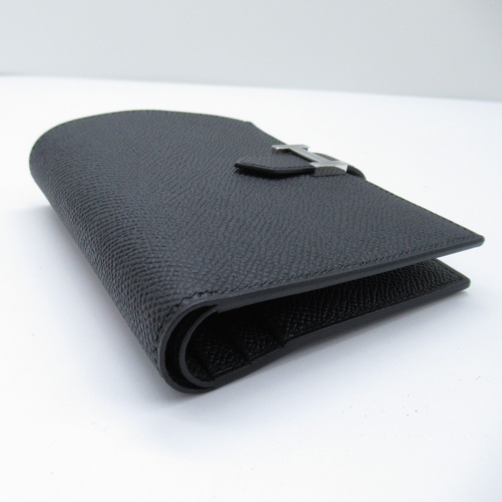 Hermes Hermes  Compact Black Two Fold Wallet Two Folded Wallet Leather Epsom  Black