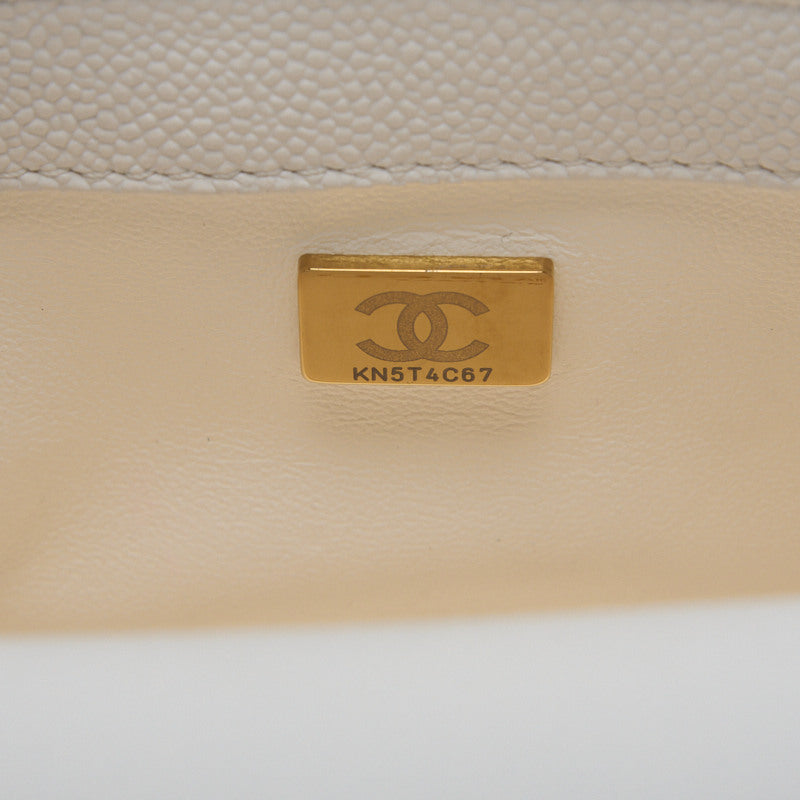 CHANEL 【CHANEL】MINI TRASSE Turnlock Chain Shoulder Caviar S White  Shoulder Bag Mini Shoulder Bag  Bag Hybrid 【 Ship】