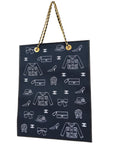 Chanel Fall 2002 Black Canvas Icon Chain Tote Handbag