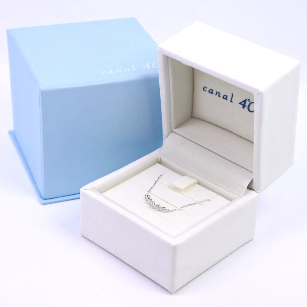4°C 5P diamond necklace K10 white g x diamond  0.8g 5P diamond ladies 【A+】