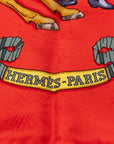 Hermes Carré 90 LES FETES DU ROI SOLEIL Celebration  the King of the Sun SCalf Red G Multicolor Silk  Hermes