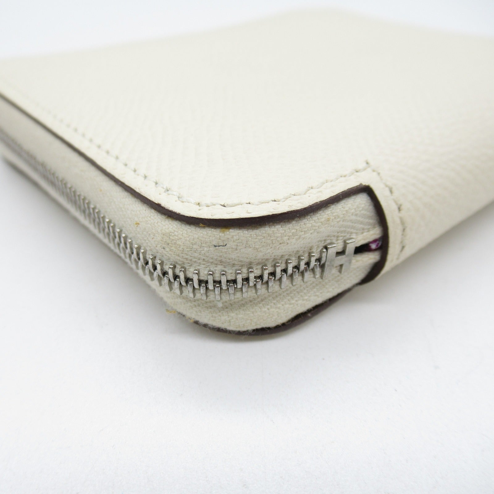 Hermes Azap Silk In Compact Nata Round Wallet Wallet Leather Epsom  White