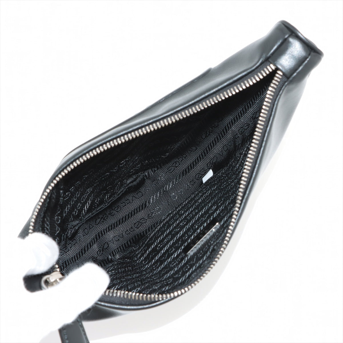 Prada Triangle Leather Clutch Bag Black