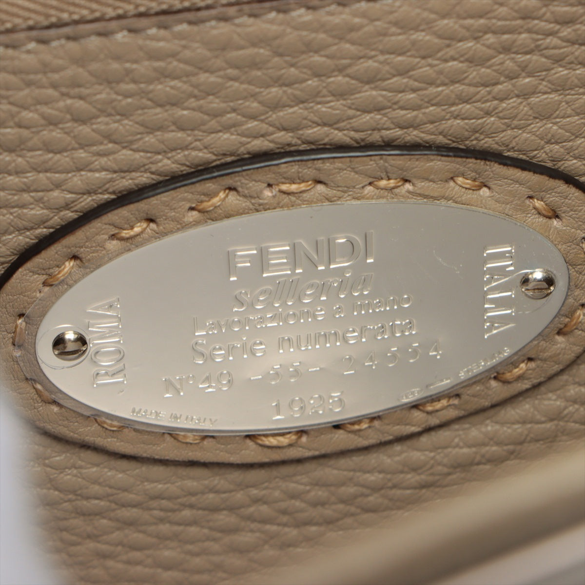 Fendi Peekaboo Regulator Selleria Leather 2WAY Handbag Grey 8BN290