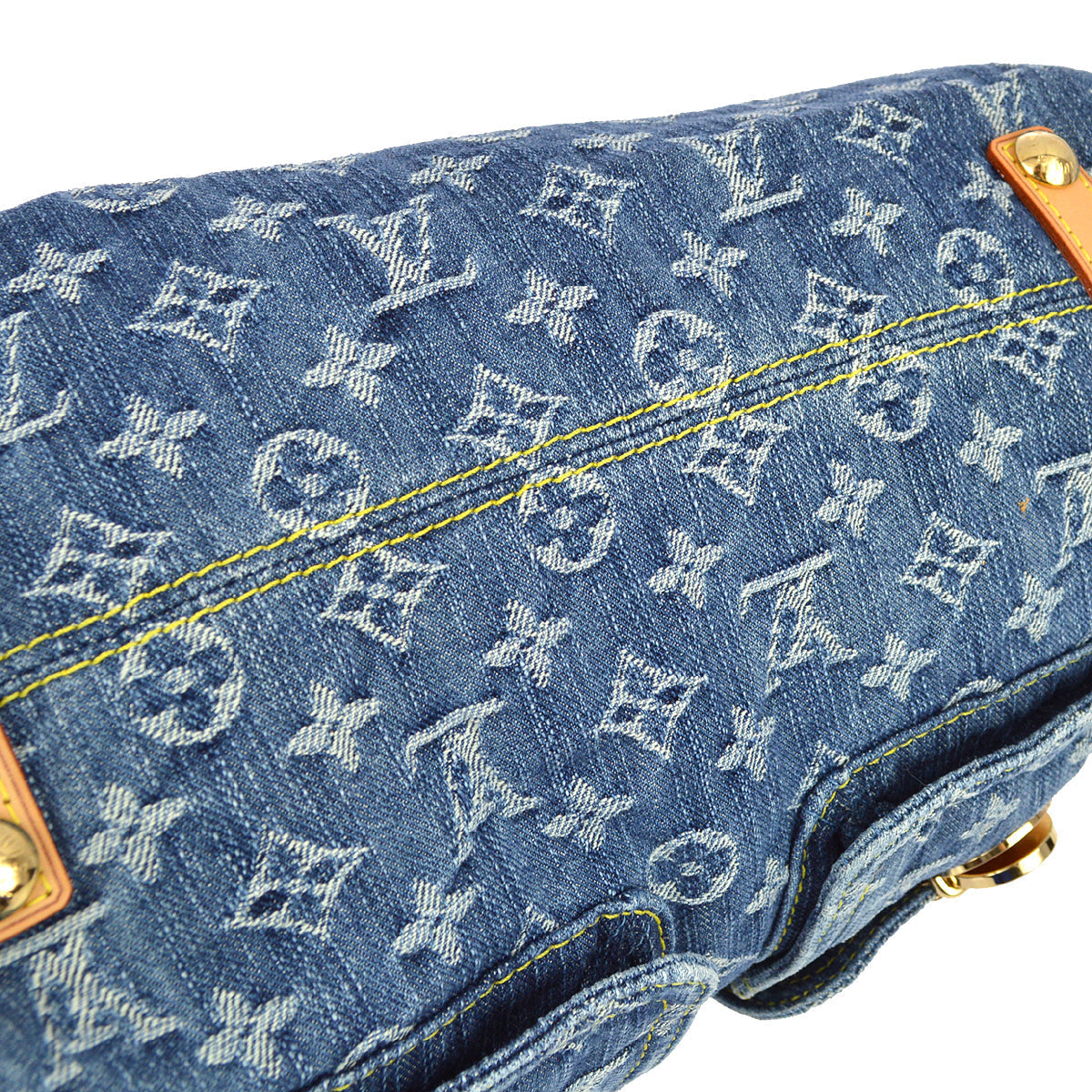 Louis Vuitton 2006 交織字母牛仔布寬鬆 GM 單肩包 M95048