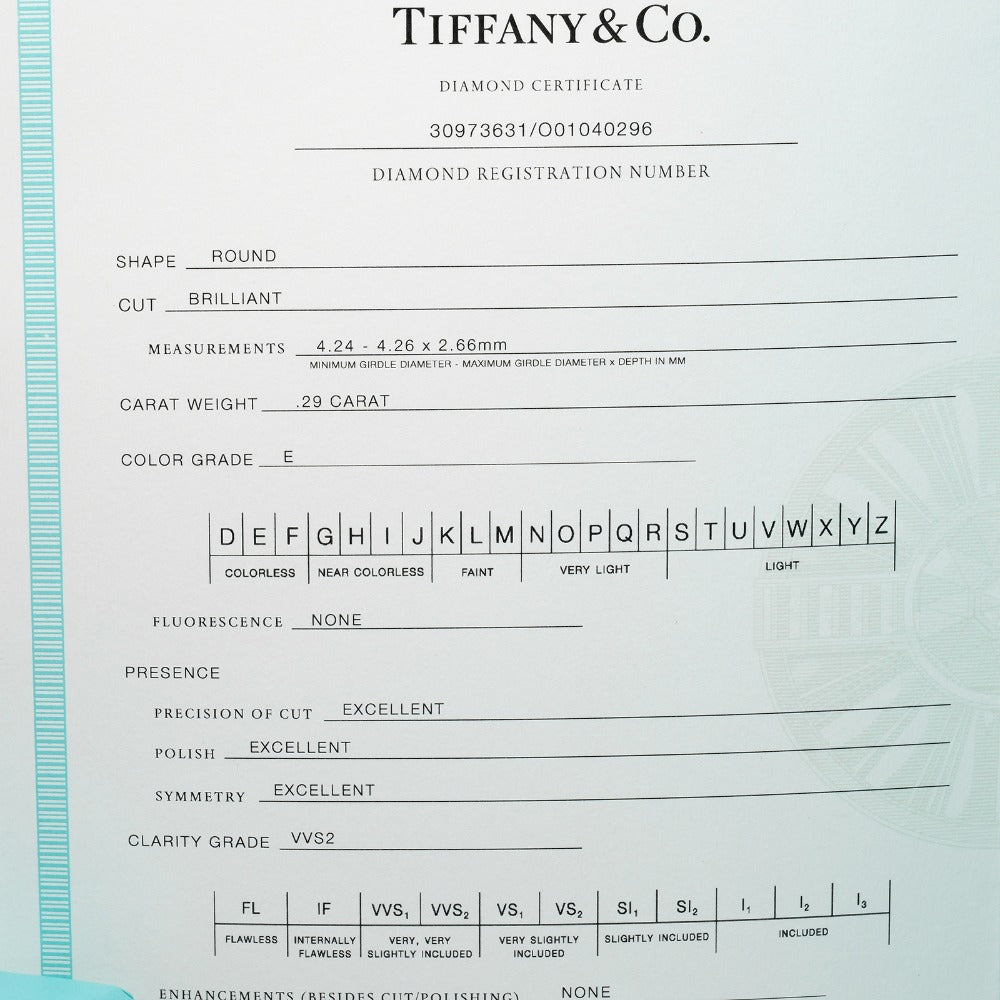 Tiffany &amp; Co Solitaire 10 Ring Ring 0.29ct VVS2/E/3EX Pt950 Platinum Diamond  4.17g A+ Ranked Diamond