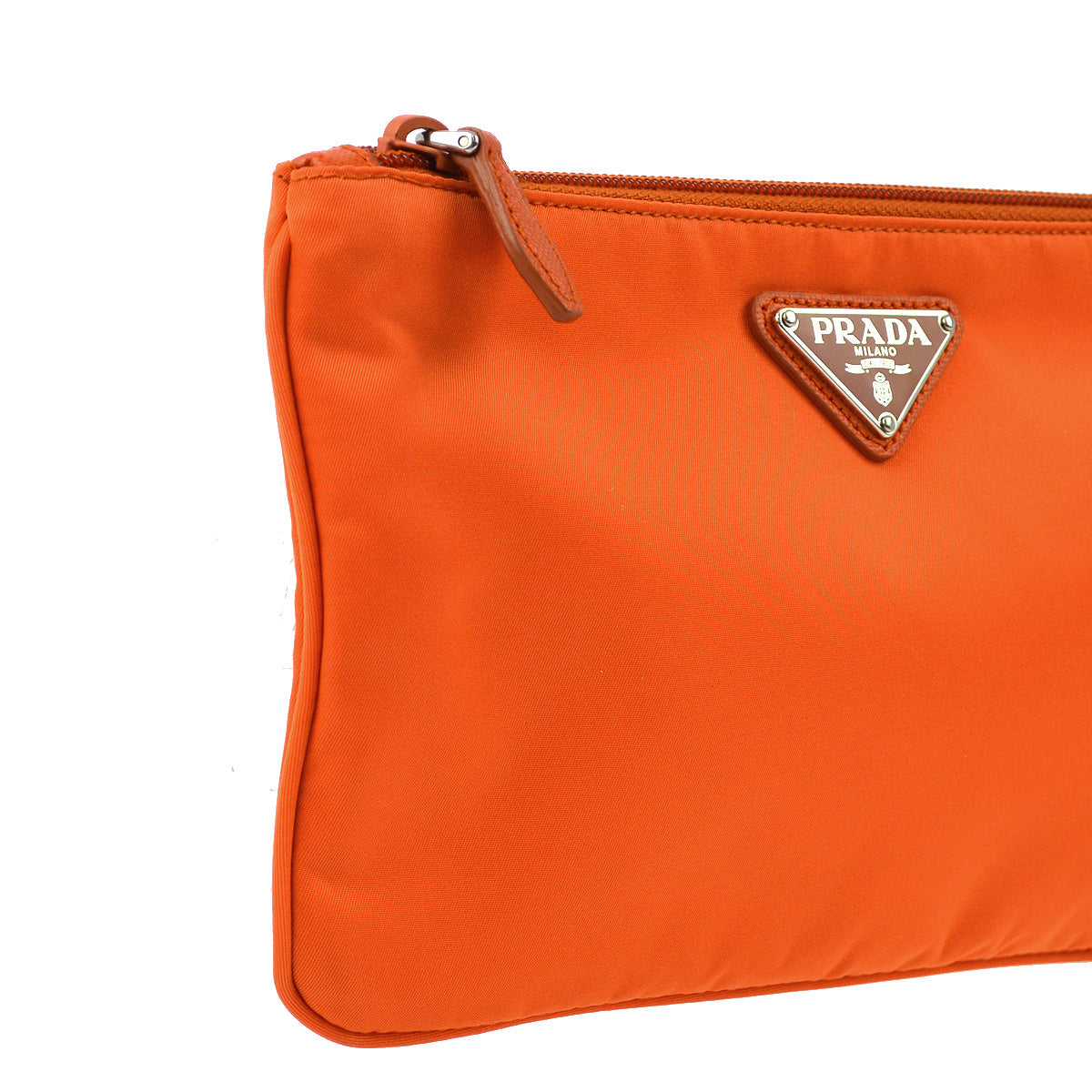 Prada Orange Nylon Clutch Bag