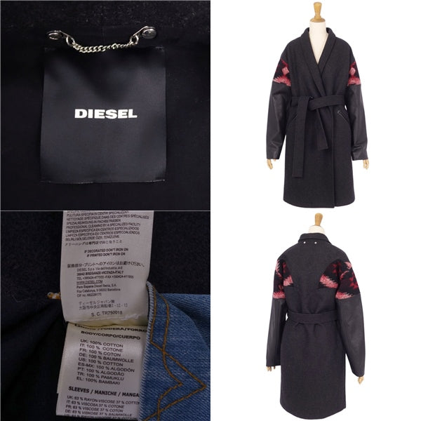 Diesel Coat Long Coat Double Breasted Wool S Black