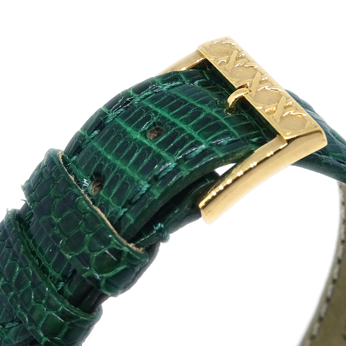 Christian Dior D60-159 La Parisienne Watch 18KYG Green Lizard