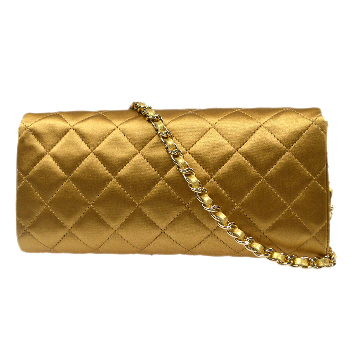 Chanel 2006-2008 Evening Bag Gold Satin