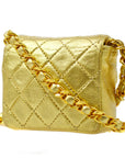 Chanel 1989-1991 Gold Lambskin Micro Classic Flap Shoulder Bag