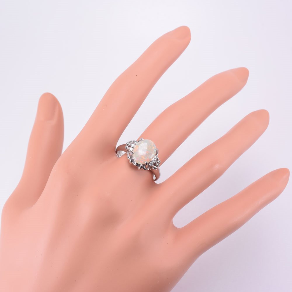 19th Ring Ring Pt900 Platinum x Opal x Diamond O1.80 D0.10  6.6g  【Classical】 A  A  Cl 【s 】