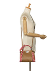 Fendi Mini Cube Ribbon Handbag Shoulder Bag 2WAY 8BN244 Beige Pink Leather  Fendi