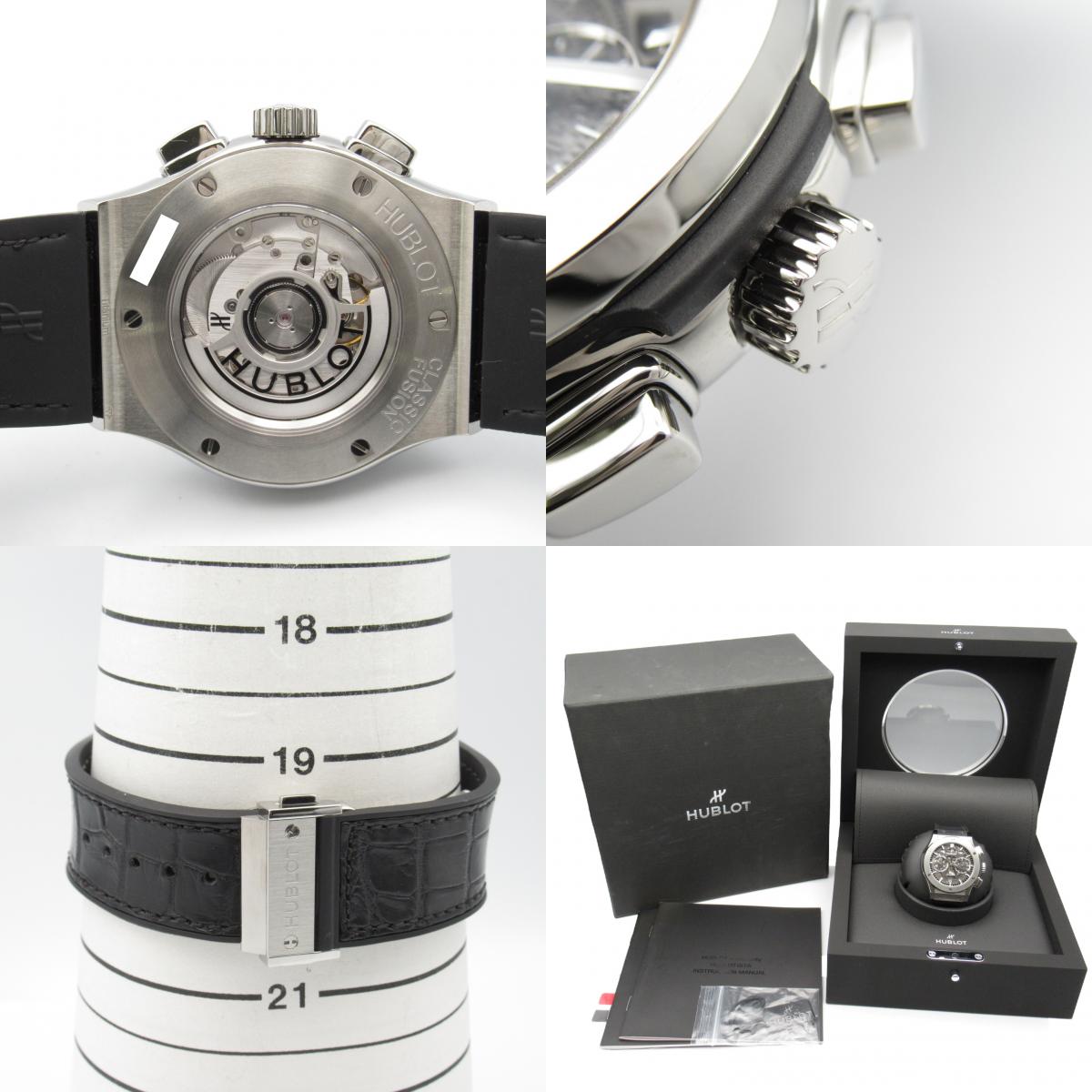 HUBLOT Classic Aerusion  Watch Titanium Lavender Belt Crocodile Leather Men Grey/Silver/Skeleton 525.NX.0170.LR