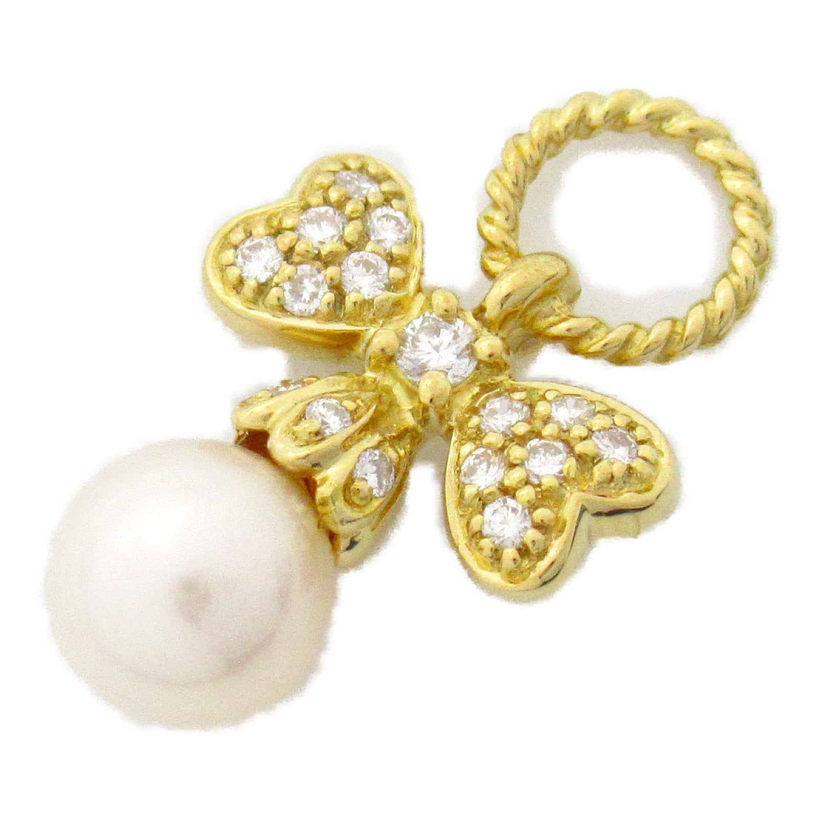 Ponte Vecchio Pearl Diamond Top Pendant Top Jewelry K18 (yellow g) Diamond Pearl  Clear/White