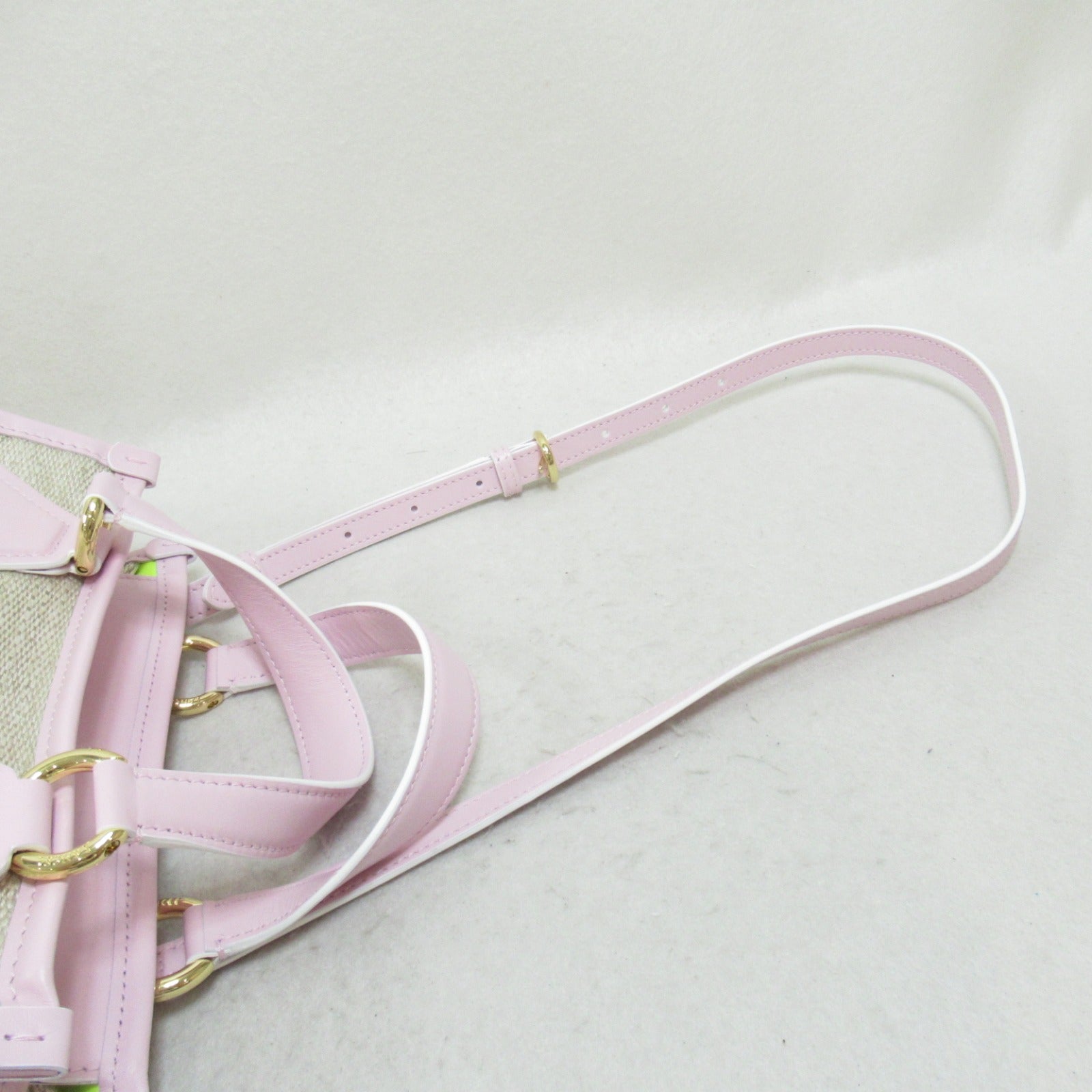 Lancel LANCEL 2w Shoulder Bag 2way Shoulder Bag Leather Linen  White/Pink/Natural/Draje Pink A120067J
