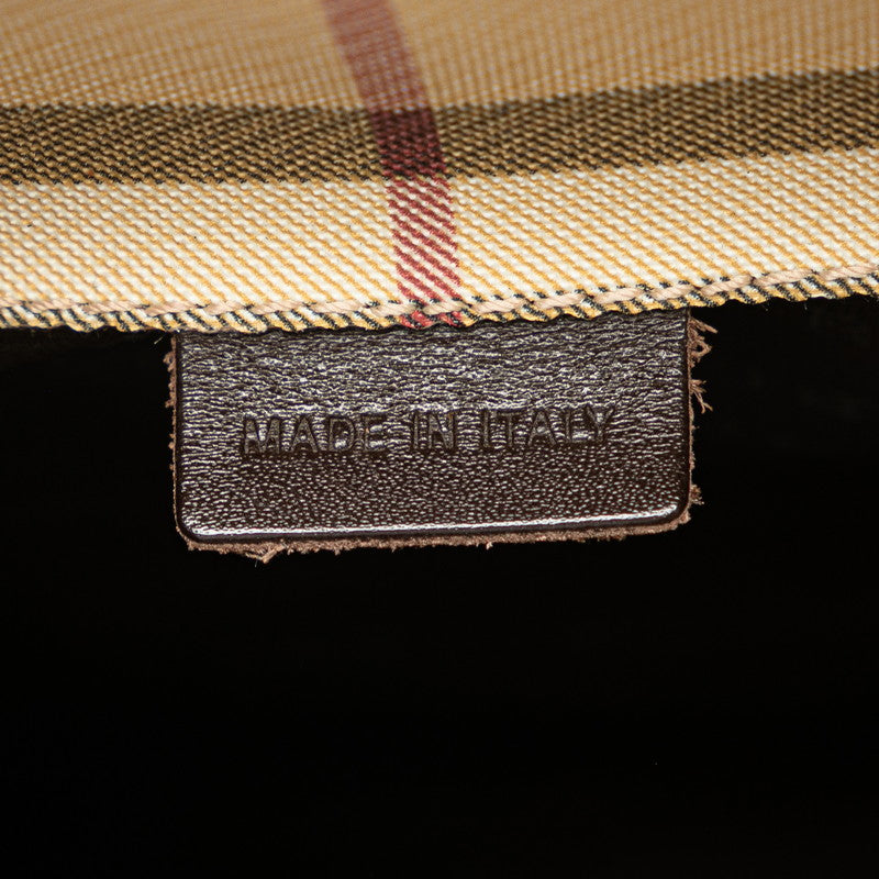 Burberry Nova Check Handbag Tote Bag Beige Brown Nylon Leather  BURBERRY