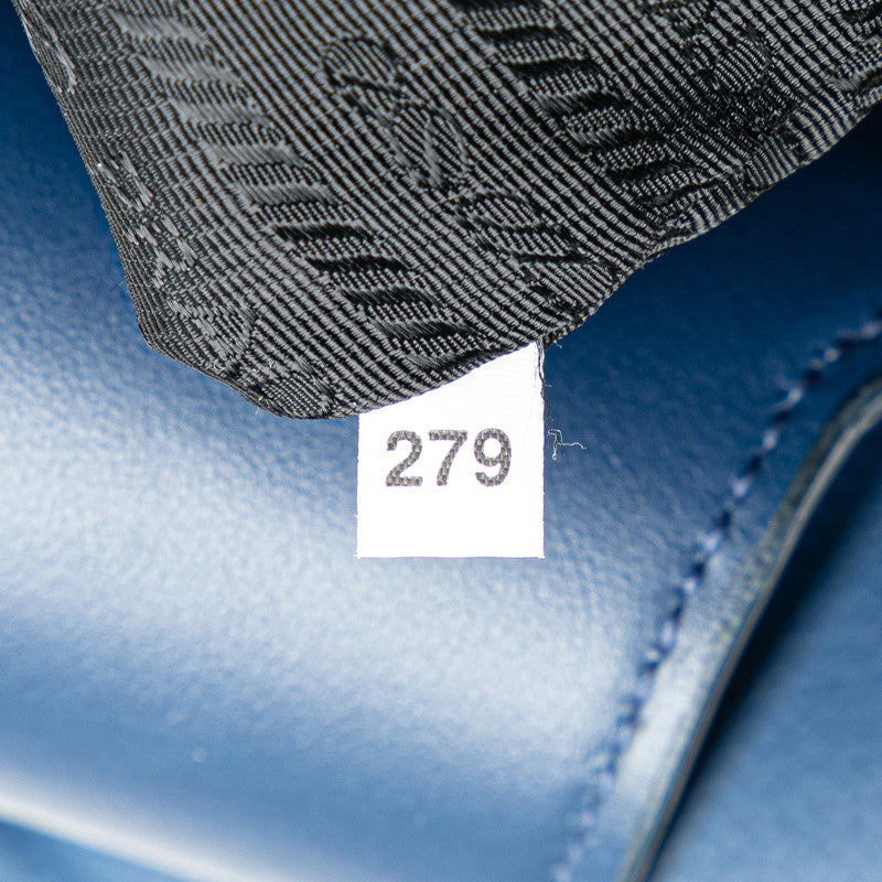Prada Triangle Logo Viterodino Tote Bag Shoulder Bag 2VG092 Blue Leather  Prada  Viterodino  Bag