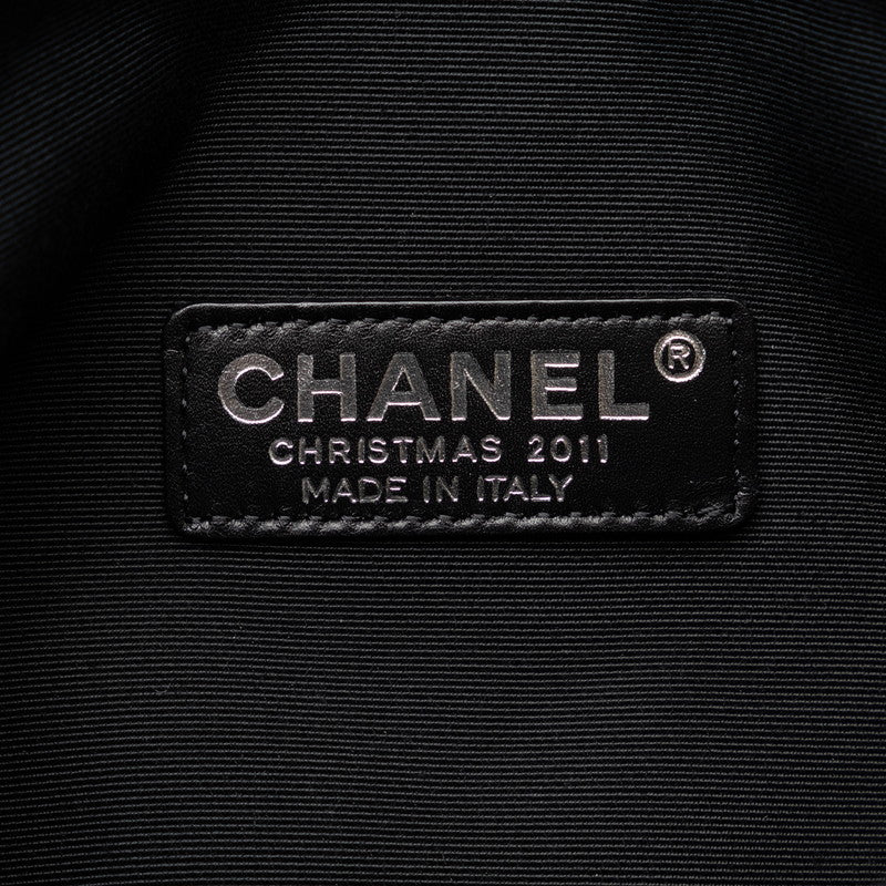 Chanel Mini Mattrase Christmas 2011 Limited Chain Shoulder Bag Black Silver Canvas  CHANEL