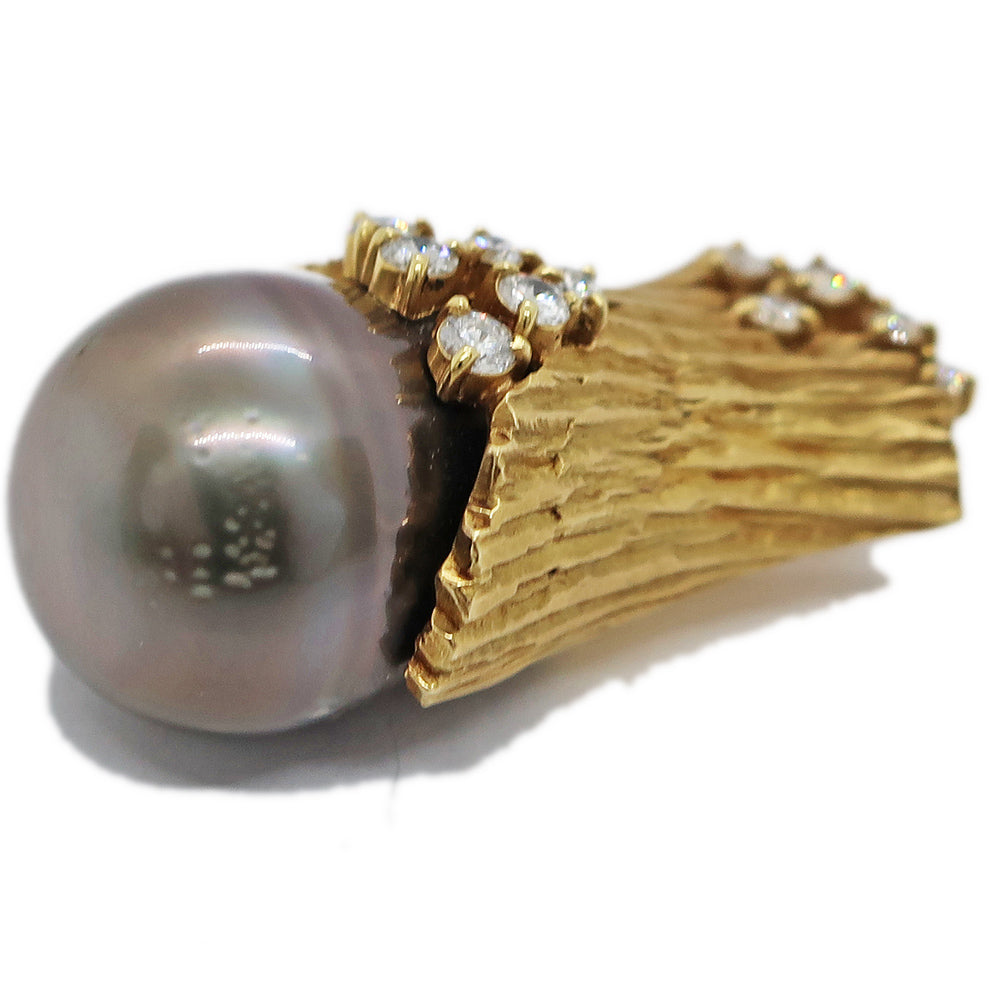 K18YG Baroque Pearl Diamond 0.425ct Pendant Top Yellow G 750 About 15.0g High-end Jewelry Pearl Gold