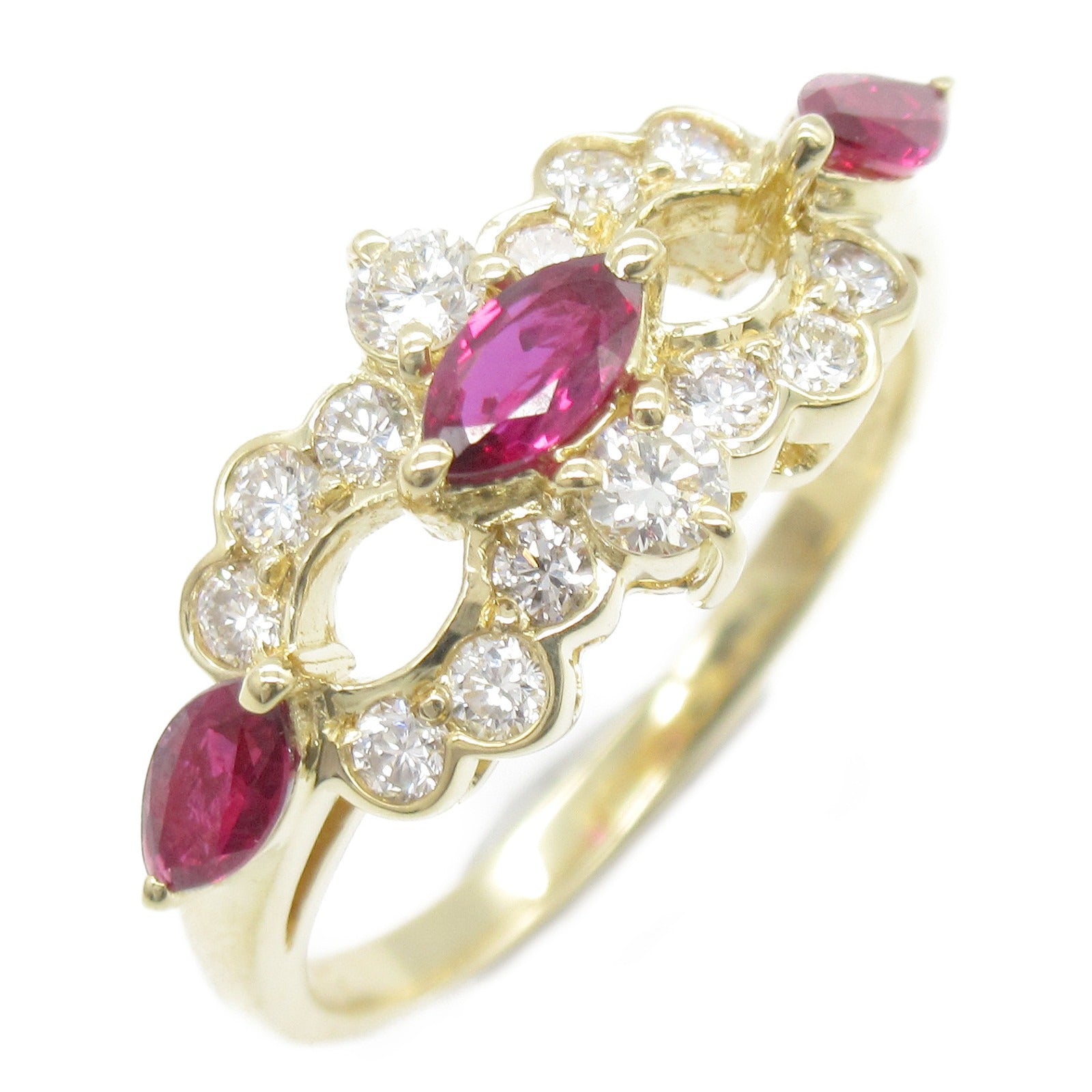 Jewelry Jewelry Ru Diamond Ring Ring Ring Jewelry K18 (yellow g) Diamond Ruby  Red / Clear Ruby 3.7g