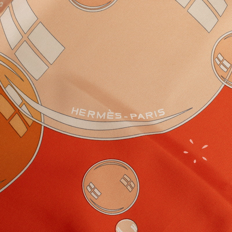 Hermes Carré 90 bal de bulles Shampoo Shirt Orange Multicolor Silk  Hermes