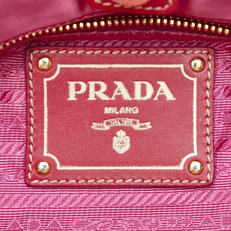 Prada Logo  Handbag Pink Red Nylon Emblem  Prada