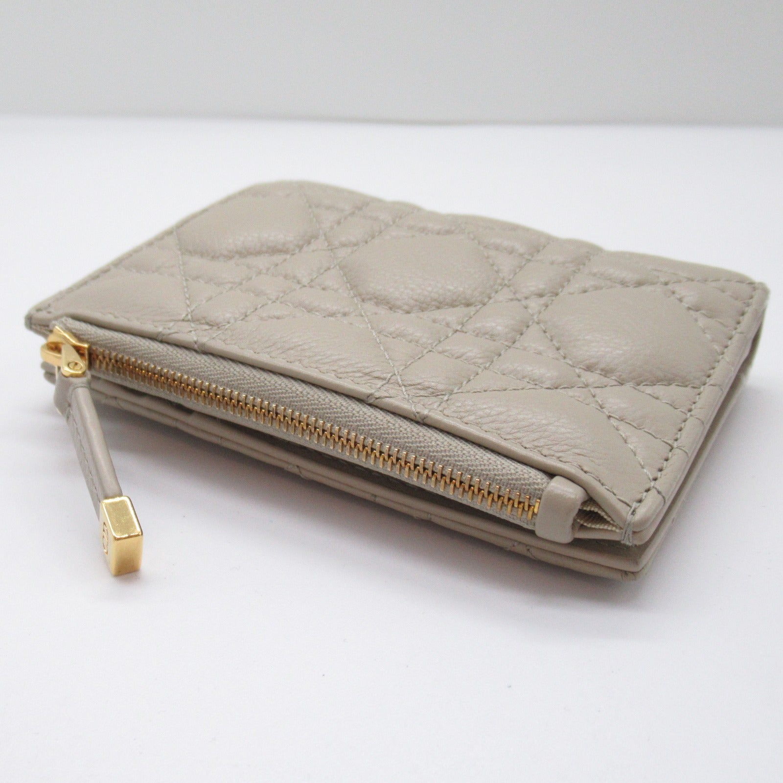 Dior Dior Double Fold Wallet Double Folded Wallet Leather  Beige