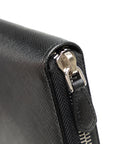 Prada Saffiano Round Fashner Long Wallet 1ML506 Black Leather  Prada