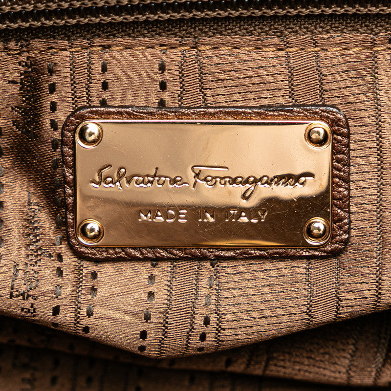 Salvatore Ferragamo Gancini Tote Bag S Bag AB-21B928 Brown Leather  Salvatore Ferragamo