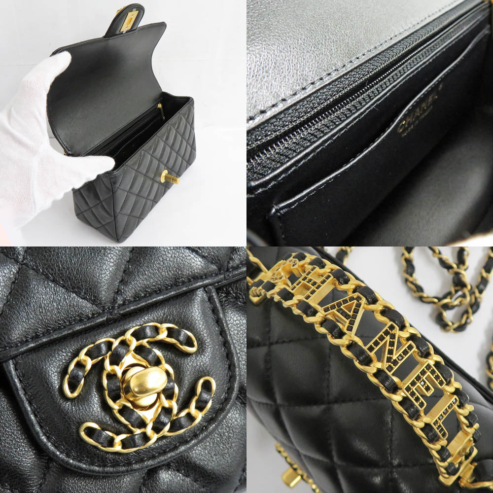 CHANEL CHANEL Top Handle Flap Bag AS4530 Black G  Chain Shoulder Bag  Coco Black 24C Logo Handle Leather