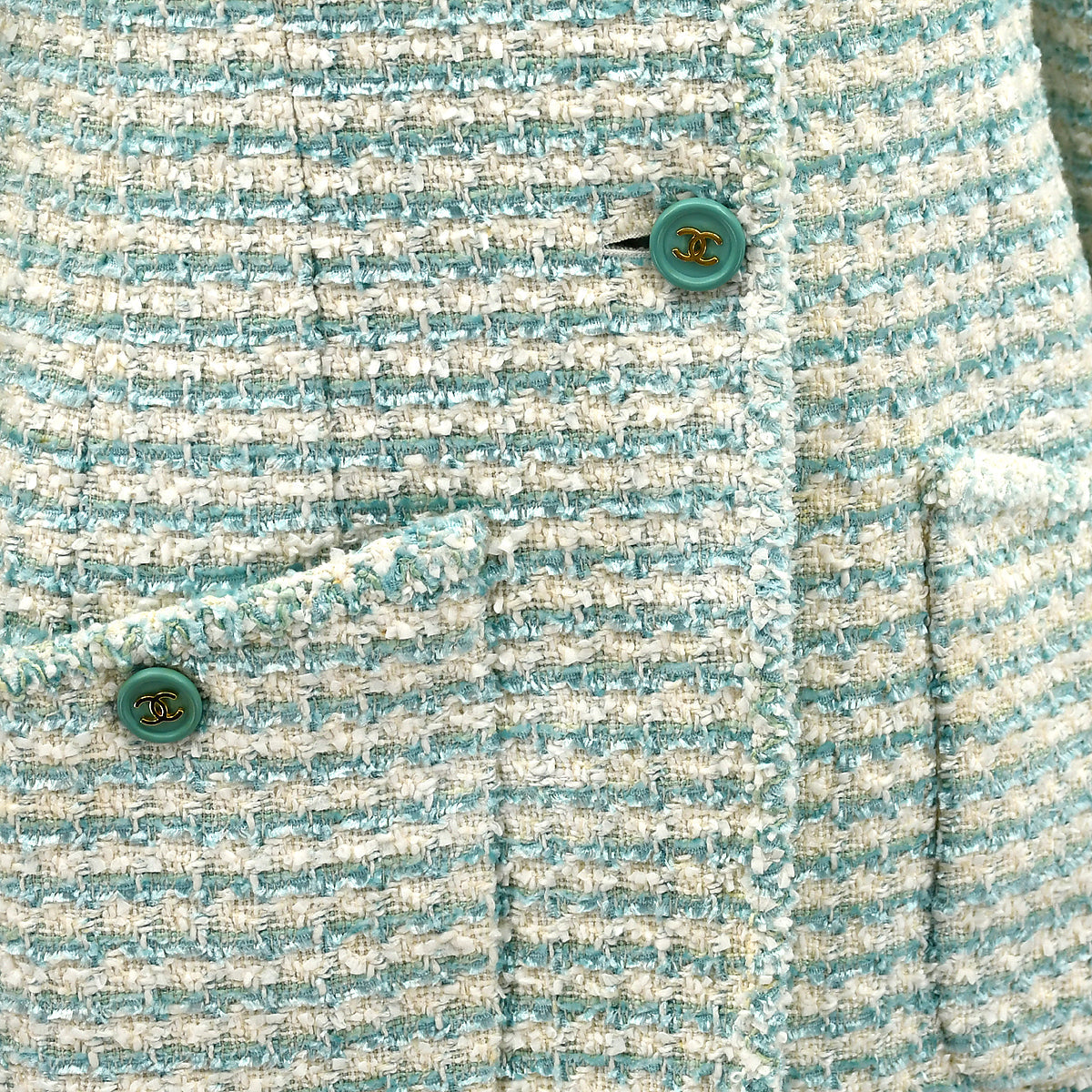 Chanel Single Breasted tweed Jacket Blue 20 