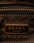 Prada Triangle Logo Shoulder Bag Brown Nylon Leather