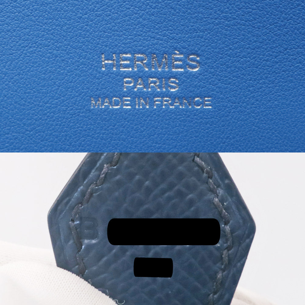 Hermes Boliade 1923 25 Epsom Blue Jelly/Bloodprice Silver  B ed Blue Leather Handbag  Sder New Unused]  Vintage Woodwear
