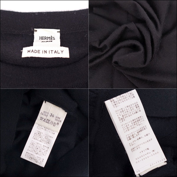 Hermes Nitted SWEATER LONGSLEEVE PLU OVER CASIMIA 100% TOP LADYS Made in Italy 34 (S equivalent) Black