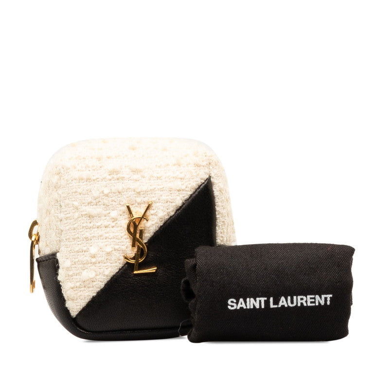 Saint Laurent Jamie Cube 手包吊飾 669964 白色黑色帆布皮革 Saint Laurent