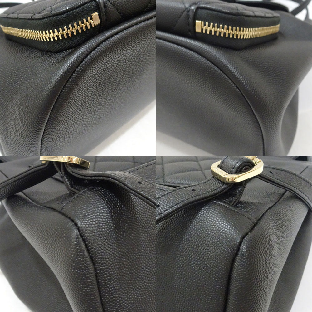 Chanel Affinity Matrasse Backpack A93748 Greyhound Ss Caviar Skins Black G Gold  Rucksack