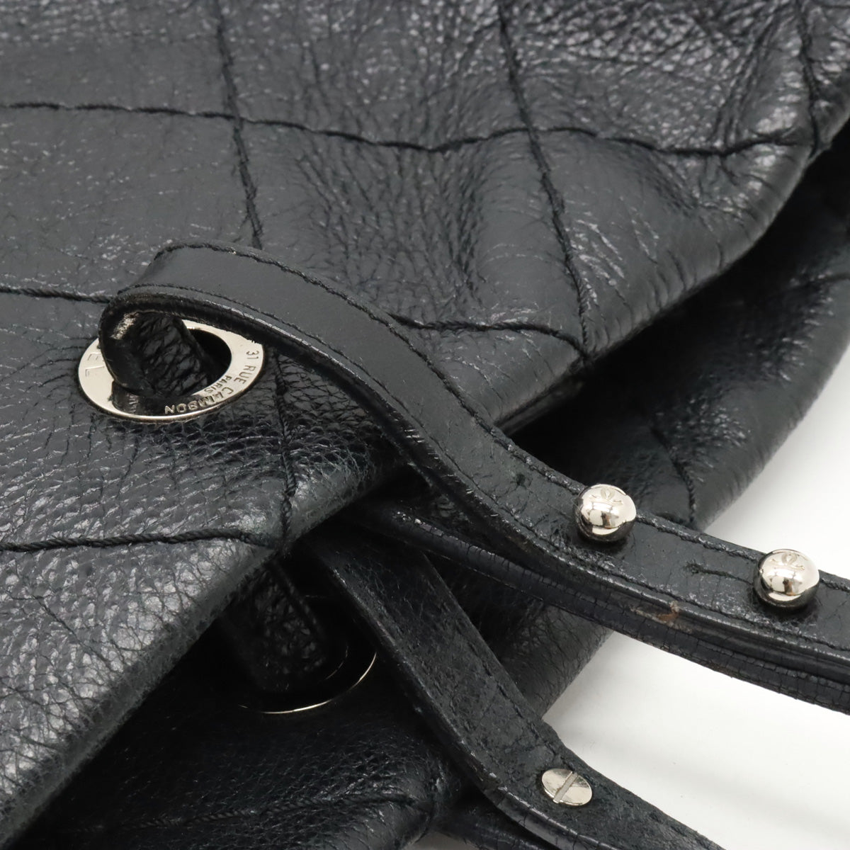 CHANEL Chanel Onza Road Coco Tote Bag Shoulder Bag Shoulder Killing Leather Black Black Silver  A48019