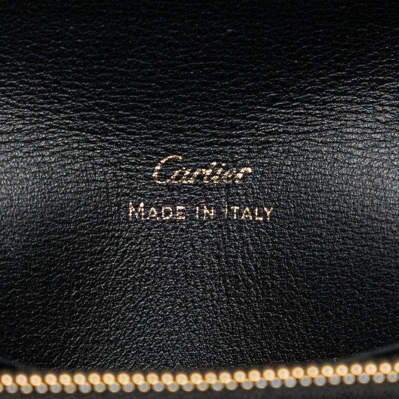 Cartier Garland Du Cartier Double Fold Wallet Compact Mini Wallet Black Gold Leather  Cartier