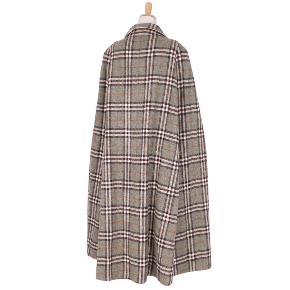Vint Burberry s Coat British Poncho Reverseible Check Wall Out  10 (L equivalent) Beige/Gr
