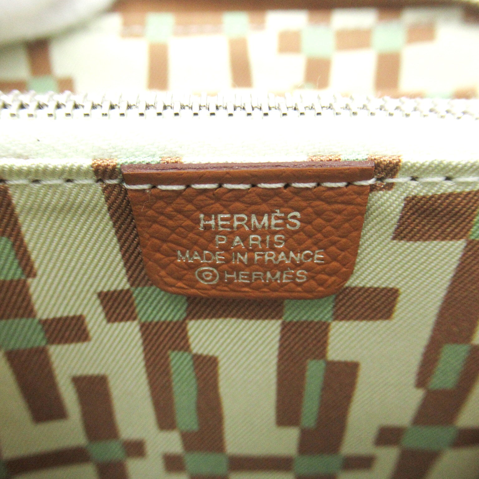 Hermes Hermes Azap Sile Compact Round Wallet Wallet Leather Silk Epsom   Brown/Green Ladies