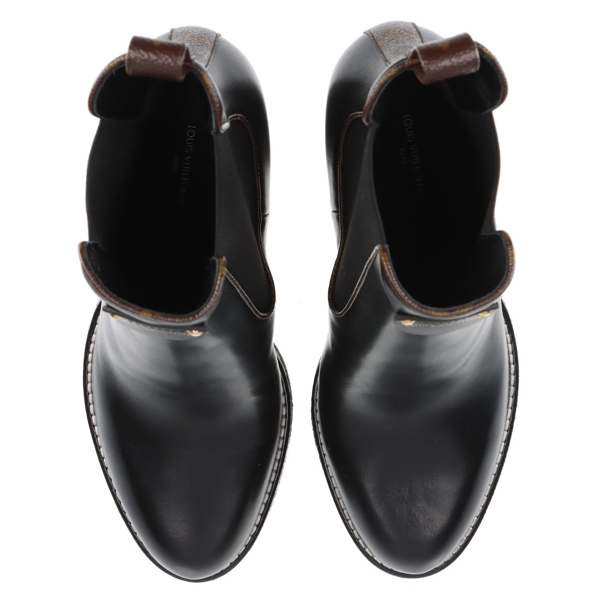 Louis Vuitton LV Bubble Line 22 Years Leather Side Shoes 39  Black x Brown LS1212 Monogram