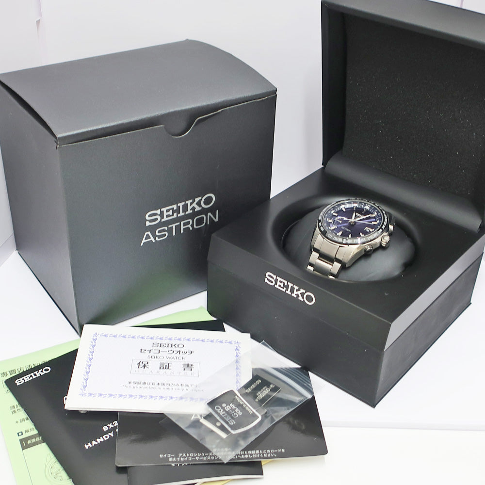 Seiko Astron SBXB109 8X  World Time GPS Solar Radiowave Titanium Blue