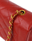 Chanel 1994-1996 Small Diana Chain Shoulder Bag Red Caviar
