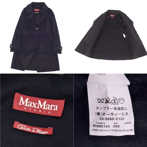 Max Mara Studio Jacket Cucito a Mano Angola Wool Cashmere   Cucito Amano IJ36 USA2 FB34 Black (S)